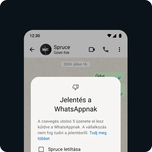 egy felhasználó problémás kontaktot vagy üzenetet jelent a biztonságos whatsapp-élmény fenntartása érdekében