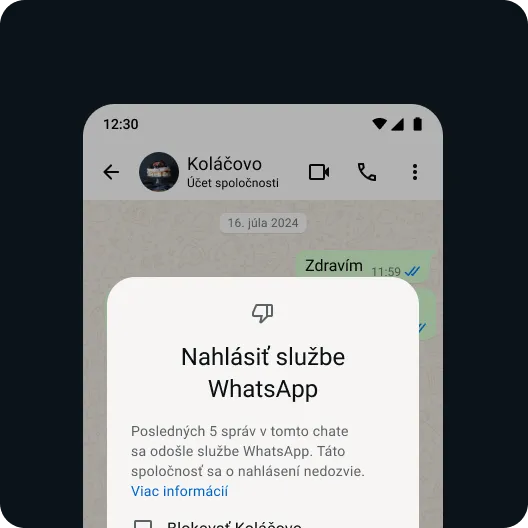 používateľ nahlasujúci problematický kontakt alebo správu s cieľom zaistiť bezpečné prostredie aplikácie whatsapp