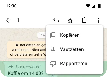 voorbeeld van functies om pincode te kopiëren en melding te doen op whatsapp om je privacy en veiligheid te beschermen