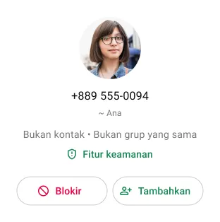 contoh pengguna memblokir kontak tidak diinginkan di WhatsApp untuk berhenti menerima pesan atau panggilan telepon