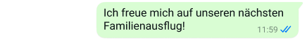 Sicherer Text auf WhatsApp-Plattform mit den Worten „Ich freue mich auf unseren nächsten Familienausflug“
