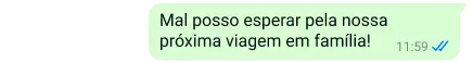 texto protegido na plataforma do WhatsApp com a mensagem Mal posso esperar pela nossa próxima viagem em família