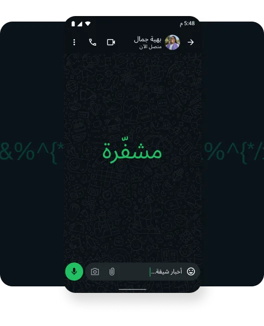 لقطة شاشة لمكالمة فيديو مشفرة تمامًا بين الطرفين لمستخدم يتواصل مع عائلته من خلال الفيديو