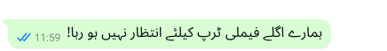 WhatsApp پلیٹ فارم پر محفوظ ٹیکسٹ لکھا ہے کہ اگلی فیملی ٹرپ کیلئے انتظار نہیں ہو رہا ہے