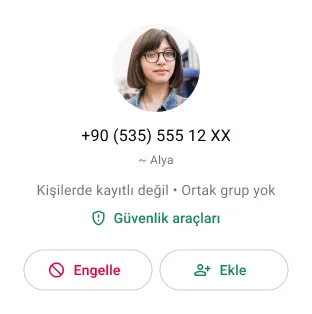 kullanıcının mesaj veya arama almayı durdurmak için whatsapp'ta istenmeyen bir kişiyi engellemesinin örneği