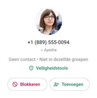 voorbeeld van een gebruiker die een ongewenst contact op whatsapp blokkeert om geen berichten of oproepen meer te ontvangen