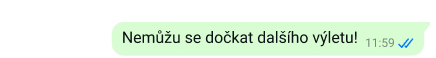 zabezpečený text na platformě WhatsApp „Nemůžu se dočkat dalšího výletu“