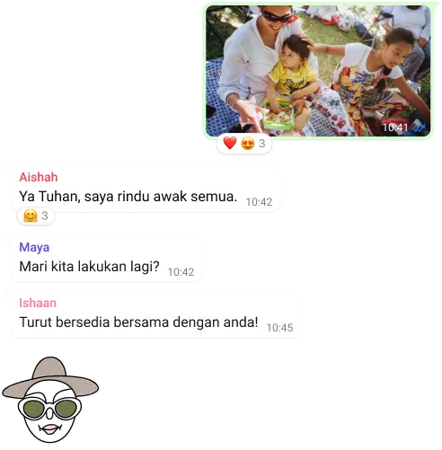 tangkapan skrin perbualan kumpulan ciri whatsapp termasuk pertukaran foto dan mesej
