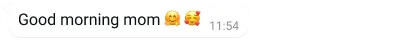 example of text bubble on whatsapp reading good morning mom with emoji