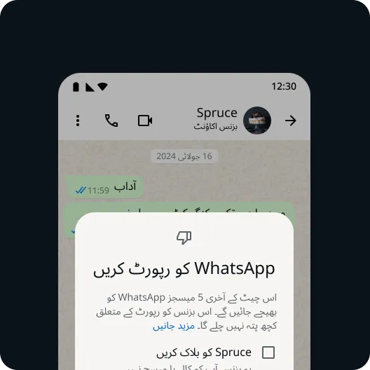 صارف کی طرف سے پریشان کن رابطے یا میسج کی رپورٹ کرنا تاکہ whatsapp کا تجربہ محفوظ رہ سکے