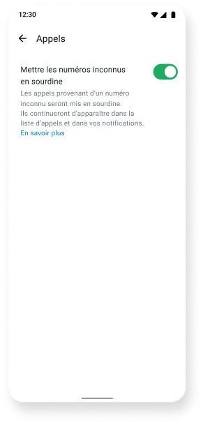 capture d’écran de la fonctionnalité permettant d’appliquer le mode silencieux aux numéros inconnus dans l’application whatsapp