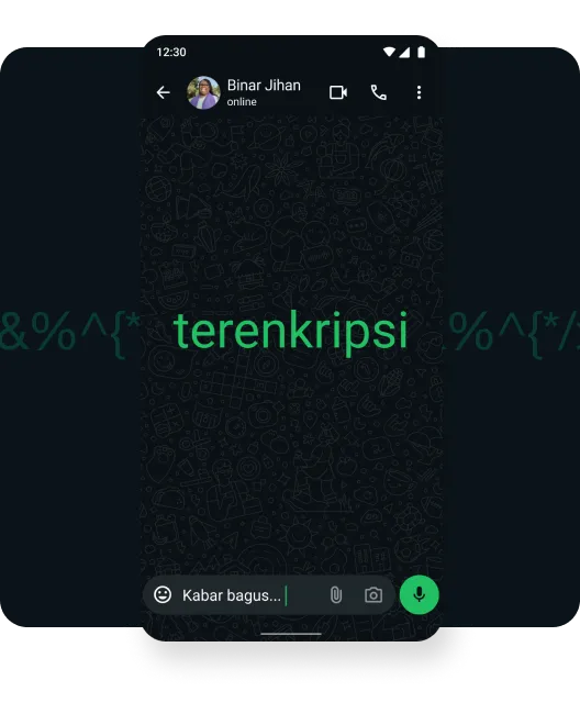 tangkapan layar telepon video yang terenkripsi secara end-to-end dari seorang pria yang menghubungi keluarganya melalui video