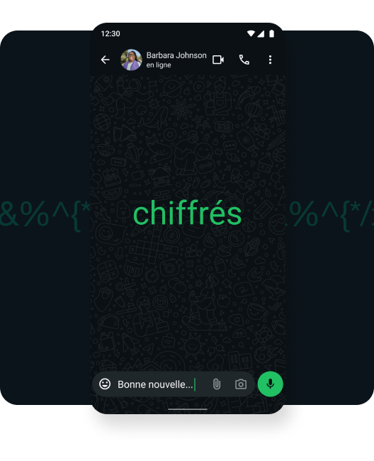capture d’écran d’un appel vidéo chiffré de bout en bout montrant un homme en train de communiquer avec sa famille en vidéo