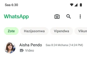 mfano wa kipengele cha kupiga simu ya video kwenye whatsapp kupitia programu rasmi