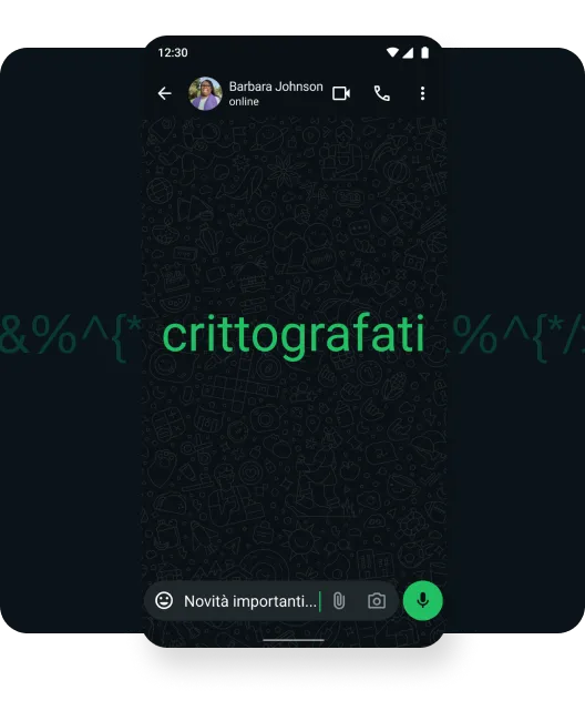 screenshot di una videochiamata crittografata end-to-end di un utente che si connette con la sua famiglia