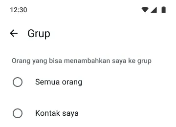 contoh fitur grup di whatsapp yang menampilkan siapa saja yang bisa menambahkan Anda ke grup