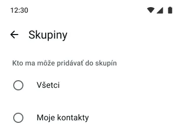 príklad funkcie skupín v aplikácii whatsapp, ktorý ukazuje, kto vás môže pridávať do skupín