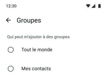exemple de la fonctionnalité de groupes sur whatsapp montrant qui peut vous ajouter à des groupes