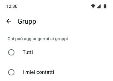 esempio di funzione dei gruppi su whatsapp che mostra chi può aggiungerti ai gruppi