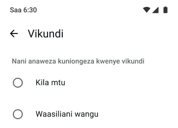 mfano wa kipengele cha vikundi kwenye whatsapp kinachoonyesha anayeweza kukuongeza kwenye vikundi
