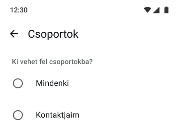 példa a csoportok funkcióra a whatsappon, amely azt mutatja, ki tud felvenni téged csoportokba
