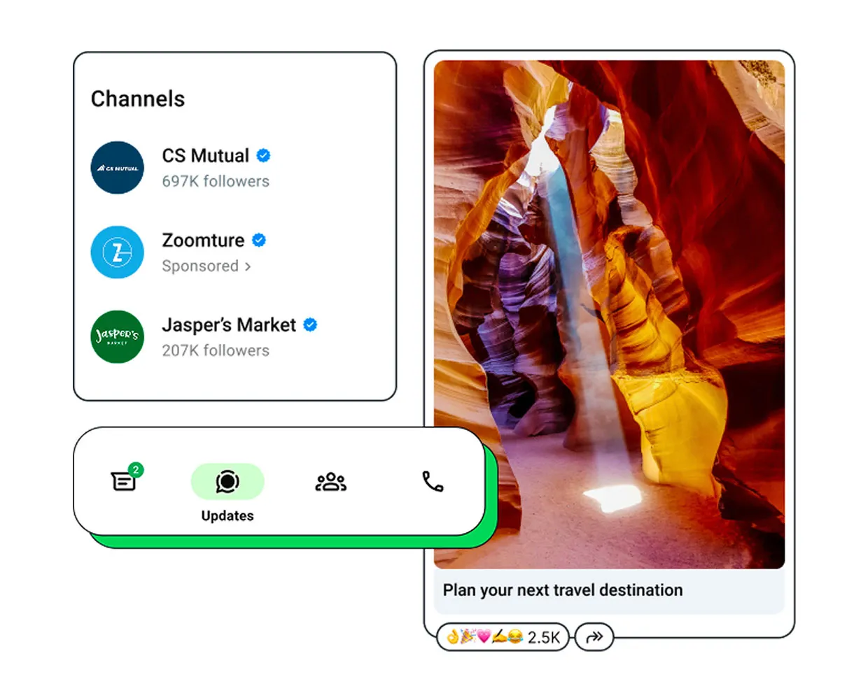An image example of WhatsApp Ads promoted channels