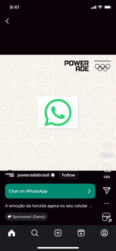 A visual representation of a powerade ad on WhatsApp