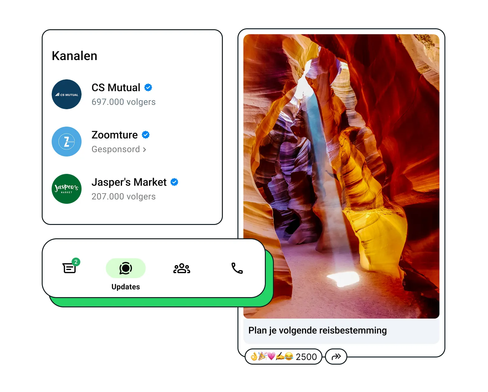 Een afbeeldingsvoorbeeld van WhatsApp-advertenties in gepromote kanalen
