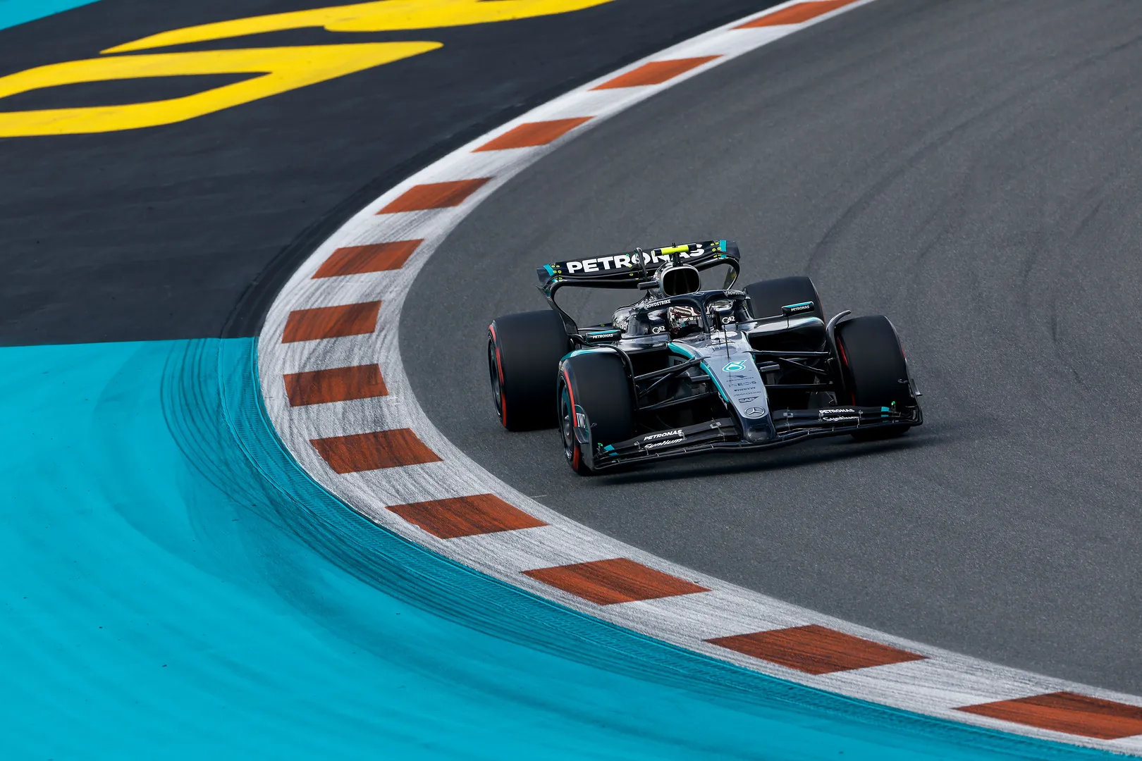 A Formula One race car from the Mercedes-AMG PETRONAS F1 Team.