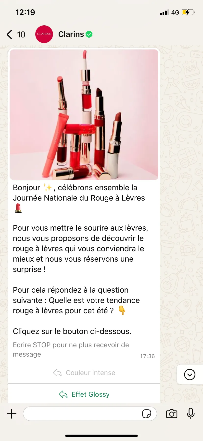 A screenshot of a marketing message from the campaign.