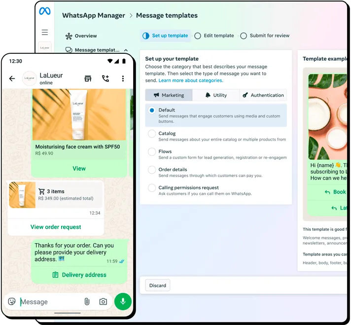 Perpesanan WhatsApp di Telepon dan Templat Pesan Pengelola WhatsApp