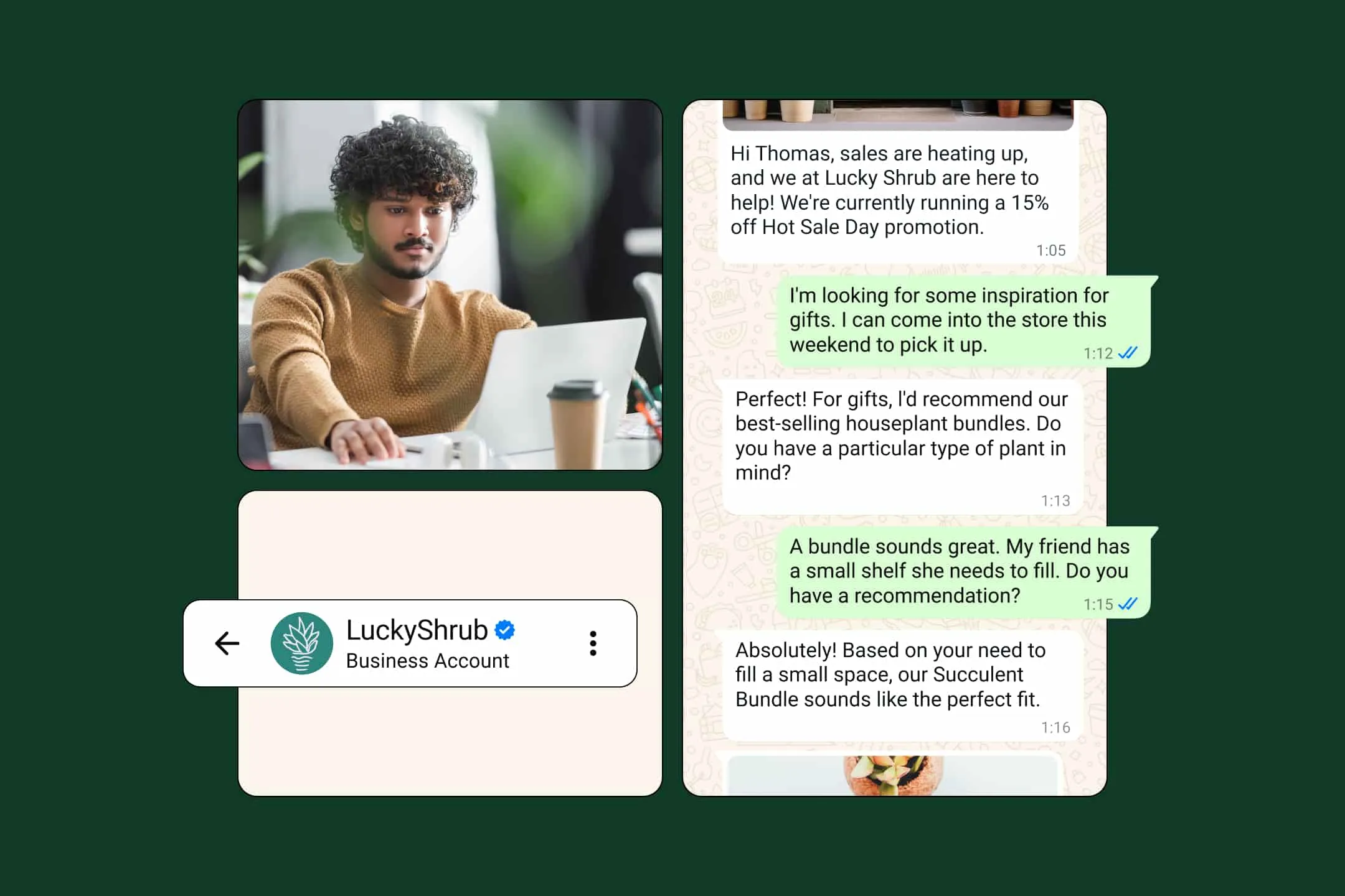 live chat customer messages between business and customer about product sales promotions