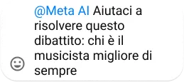 @Meta AI asking to settle a debate on the best musician of all time, accompanied by a smiley face emoji.