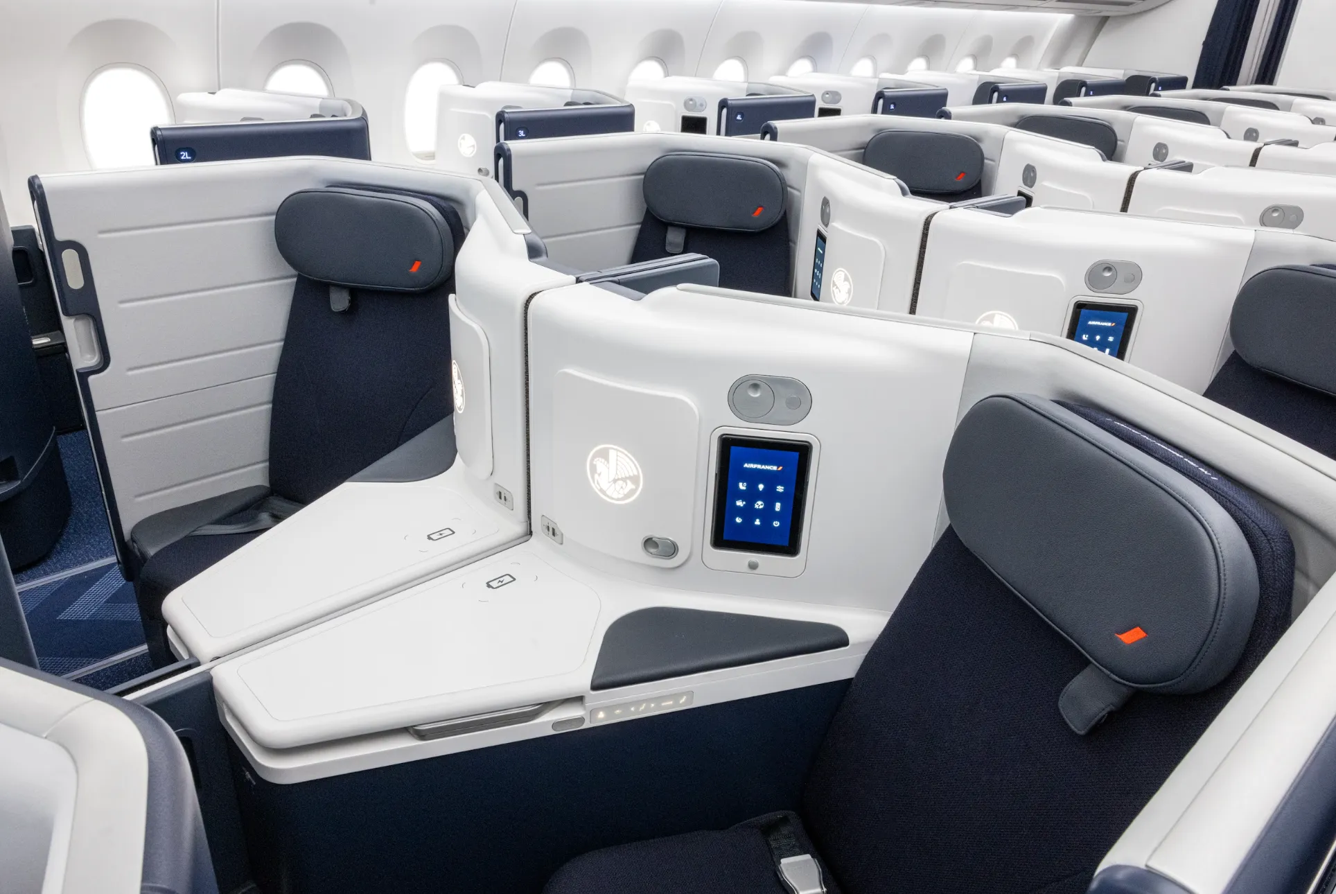 Cabine de primeira classe de um voo da Air France.