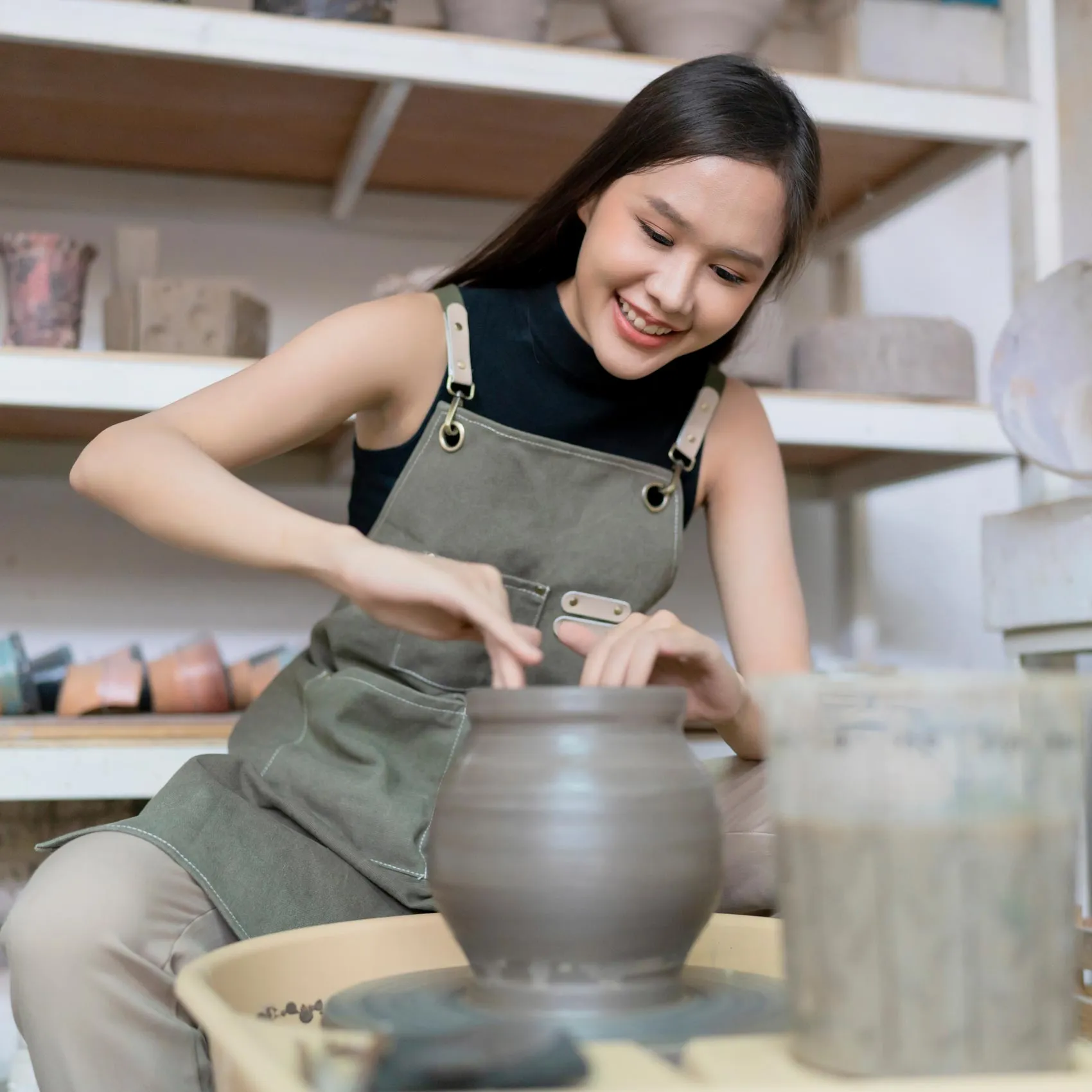 Woman doing pottery