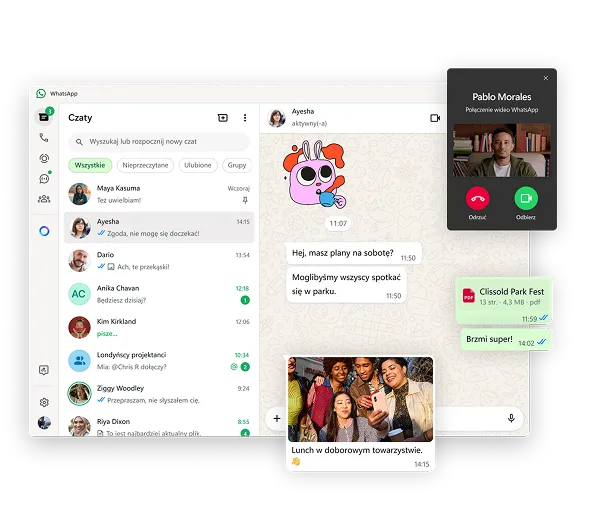 Natywna wersja WhatsAppa dla systemu Windows ze szczególnym uwzględnieniem czatów wideo i różnych opcji wysyłania wiadomości