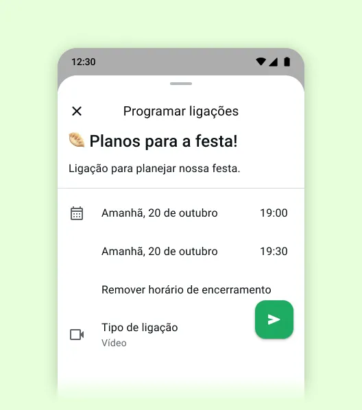 Tela da interface do usuário mostrando o recurso de programar ligações