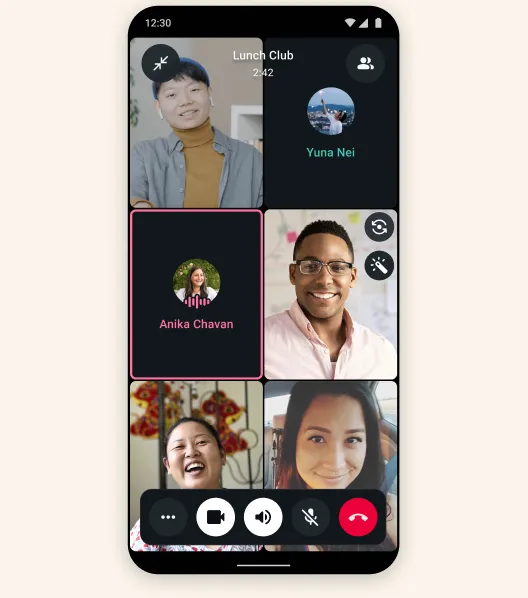 Mobile device showcasing a group voice call