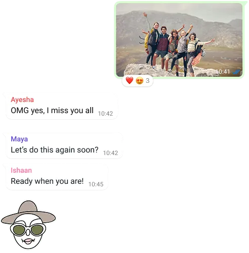skärmbild på whatsapp-funktionen gruppkonversation inklusive utbyte av foton och meddelanden